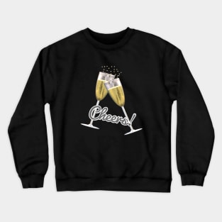 Cheers! Wine Flutes with Bubbly Crewneck Sweatshirt